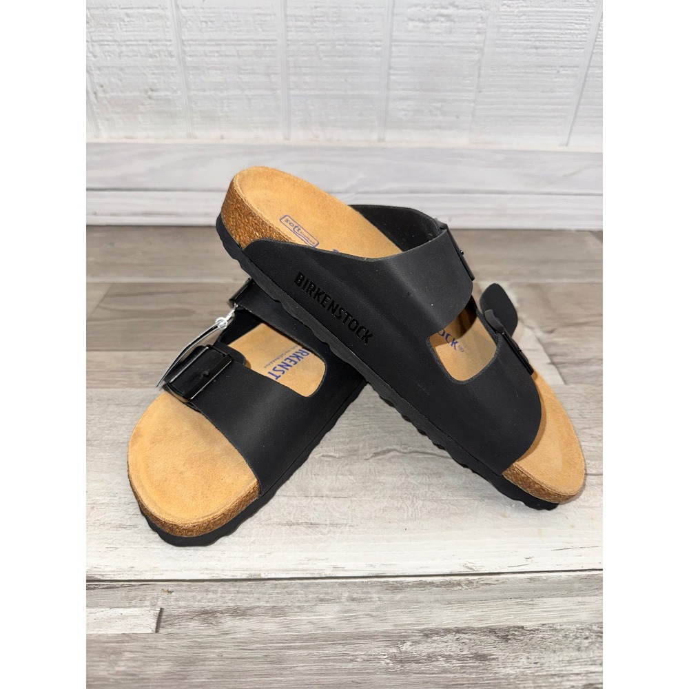 Birkenstock Arizona Sandals Women Black Soft Footbed Birko-Flor 37 EU L6 M4 NEW